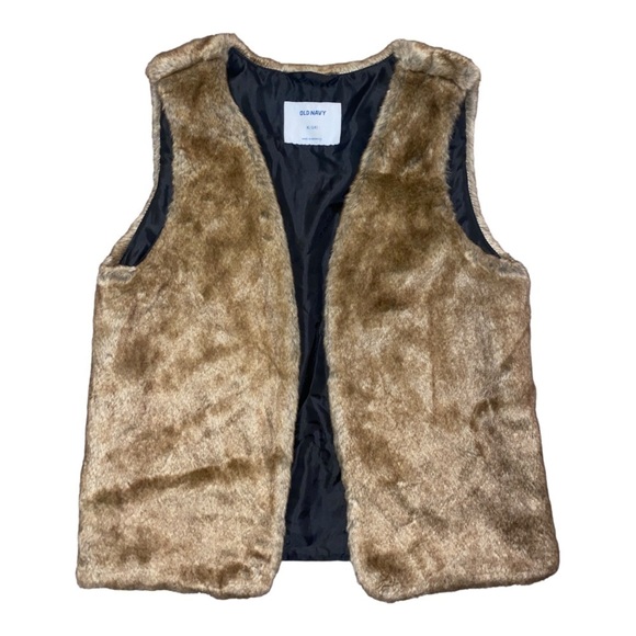OLD Navy Kids Faux Fur Cozy Winter Vest Open Front in Tan Brown Size XL (14) - Picture 8 of 8